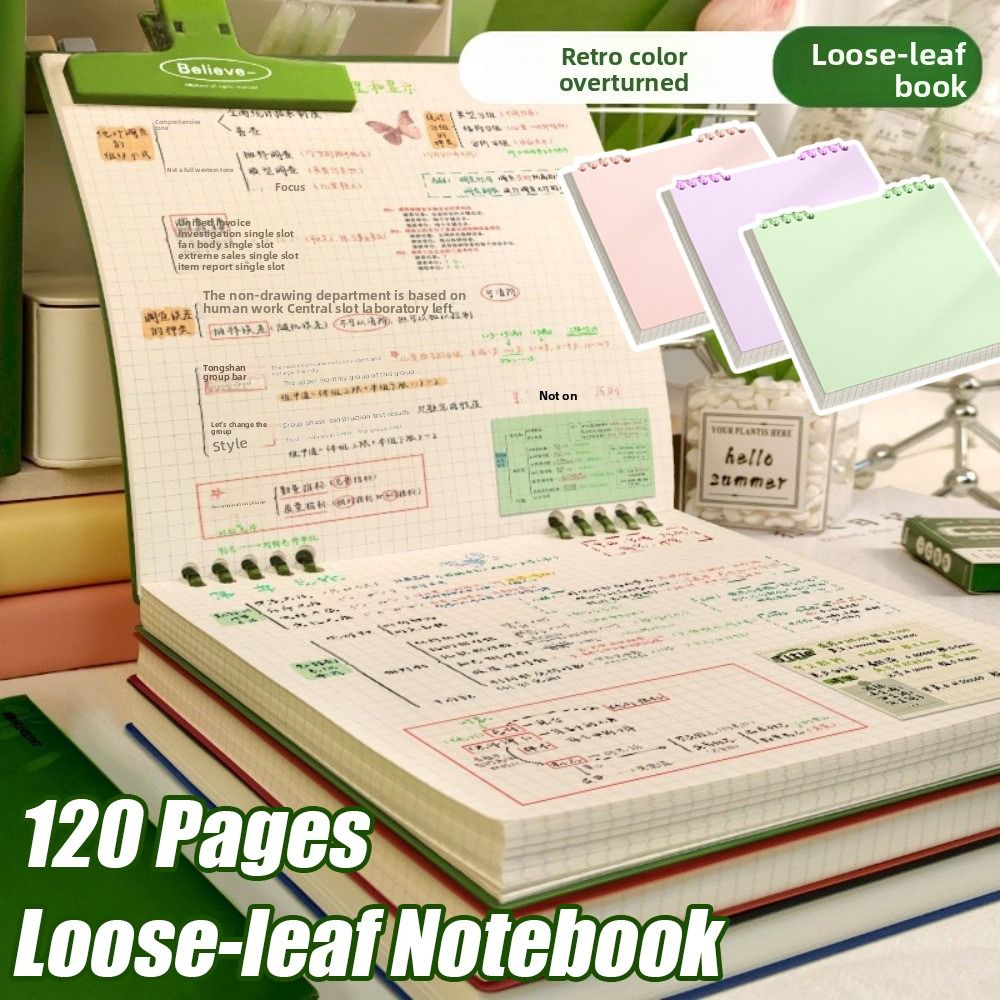 Graph Paper Pad - Multifunctional 120 Pages Loose-leaf Notebook Color
