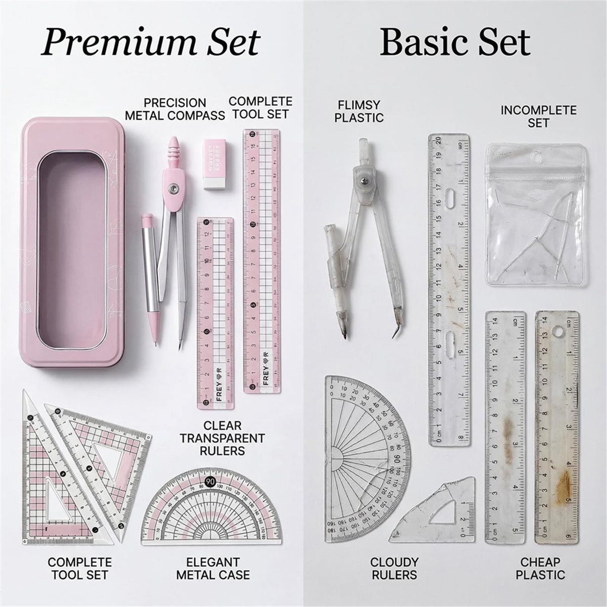 A1770K 8 PCS Protractor and Co - đánh giá và giá Compass Geometry Set
