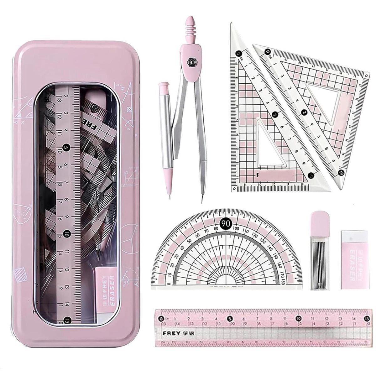 A1770K 8 PCS Protractor and Co - đánh giá và giá Compass Geometry Set