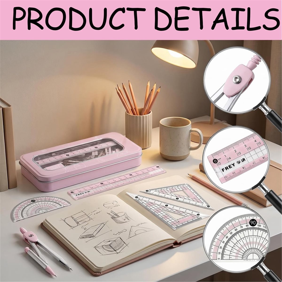 A1770K 8 PCS Protractor and Co - đánh giá và giá Compass Geometry Set