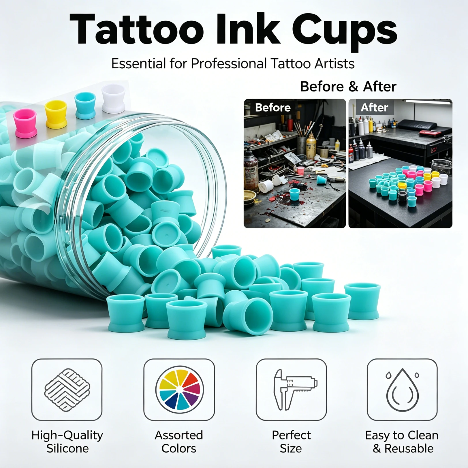 50/100/300pcs Silicone Tattoo  - đánh giá và giá Calligraphy Ink Bottle