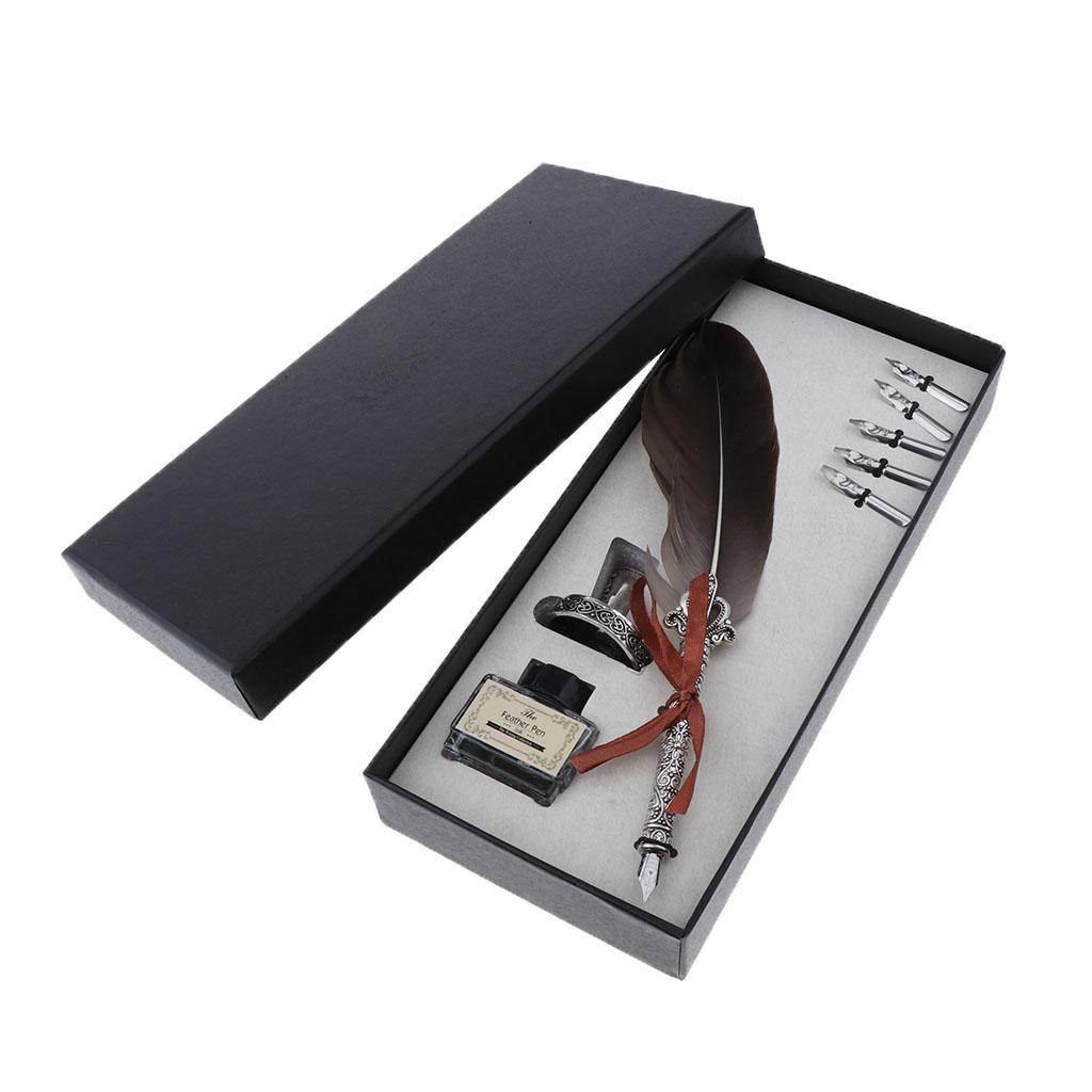 Antique Fountain Pen Feather Q - đánh giá và giá Calligraphy Ink Bottle