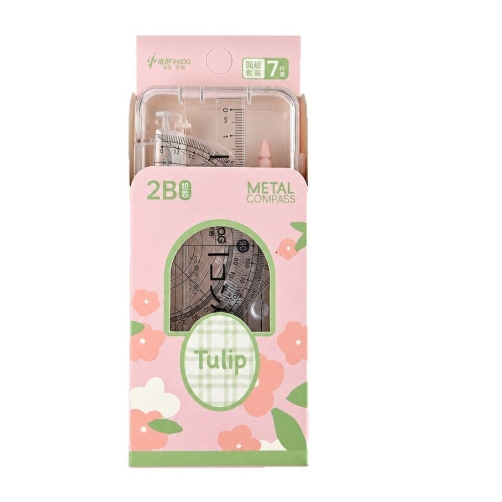 2/7pcs Portable Tulip Student  - đánh giá và giá Compass Geometry Set
